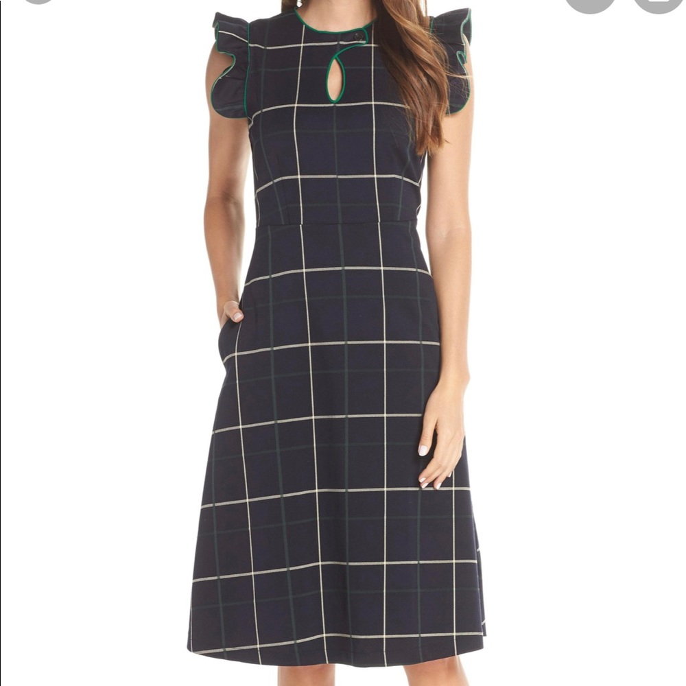 1901 brand Plaid Keyhole A-line Dress